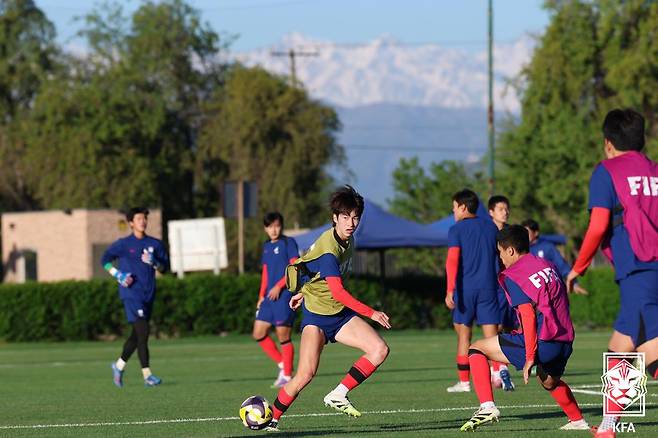 훈련 중인 U-20 축구대표팀 선수들. /사진=대한축구협회 제공