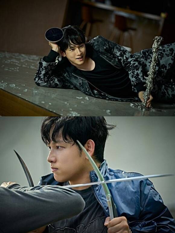 배우 임시완은 넷플릭스 영화 '사마귀'에서 한울 역을 맡아 낫을 이용한 액션을 선보이며 색다른 매력을 드러냈다. /넷플릭스