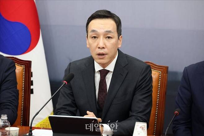 김민수 국민의힘 최고위원이 지난 8월 27일 오전 국회에서 열린 국민의힘 최고위원회의에서 발언을 하고 있다. ⓒ데일리안 홍금표 기자