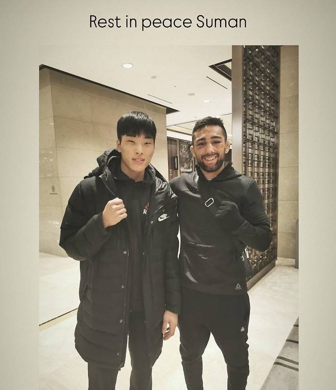 한국 파이터 최승우(왼쪽)와 수만 모크타리안. 사진=최승우 SNS