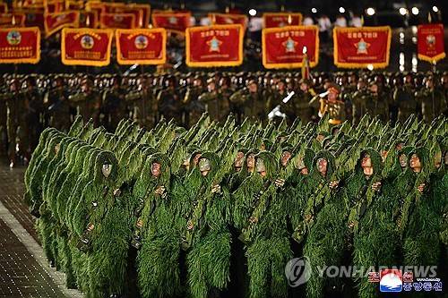 북한, 노동당 창건 80주년 경축 열병식 개최 (평양 조선중앙통신=연합뉴스) 지난 10일 김일성광장에서 노동당 창건 80주년 경축 열병식이 성대히 거행됐다고 조선중앙통신이 11일 보도했다. 사진은 길리슈트를 착용한 북한군. 2025.10.11 
    [국내에서만 사용가능. 재배포 금지. For Use Only in the Republic of Korea. No Redistribution]
    nkphoto@yna.co.kr