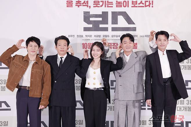 영화 '보스' 언론시사회에 참석한 이규형, 박지환, 라희찬 감독, 황우슬혜, 조우진, 정경호. 25.9.24 ⓒ이혜영 기자 lhy@hankooki.com