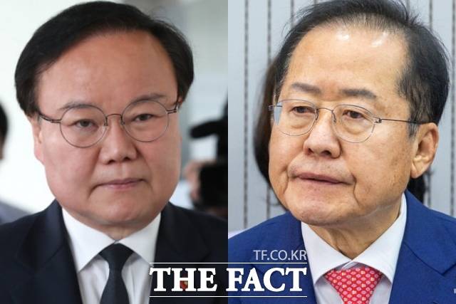 김재원 국민의힘 최고위원(왼쪽), 홍준표 전 대구시장. (사진=더팩트DB)