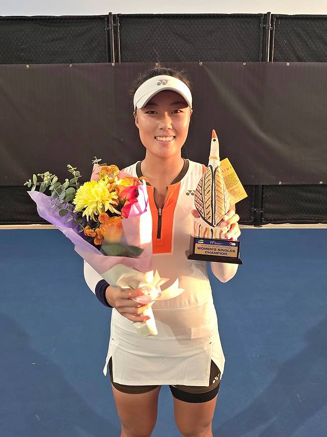 호주 다윈에서 열린 ITF W35대회에서 우승한 정보영(본인 제공)