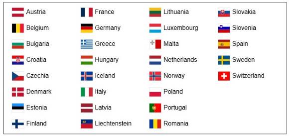 10월 12일부터 EES가 도입되는 국가 목록 [사진=주벨기에 대사관.]