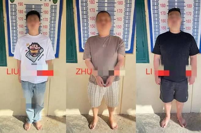 한국인 대학생 살인 혐의로 기소된 중국인 용의자 3명. AKP통신 캡처