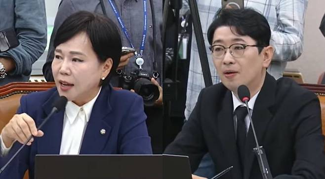 민주당 전현희 의원(왼쪽)과 국민의힘 주진우 의원. 국회방송 갈무리