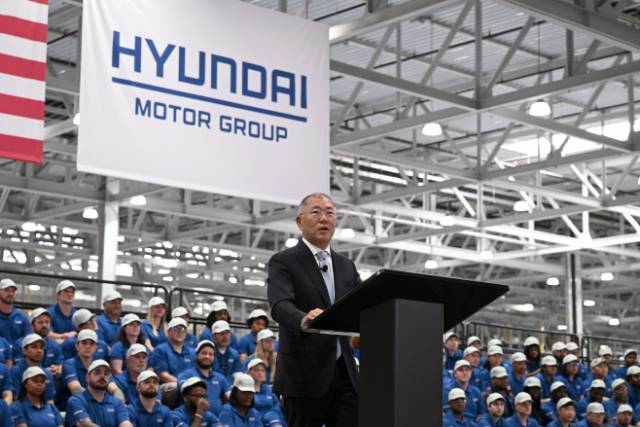 정의선 현대차그룹 회장이 3월 현대차그룹 메타플랜트 아메리카 준공식에서 인사말을 하고 있다. 사진제공=현대차그룹