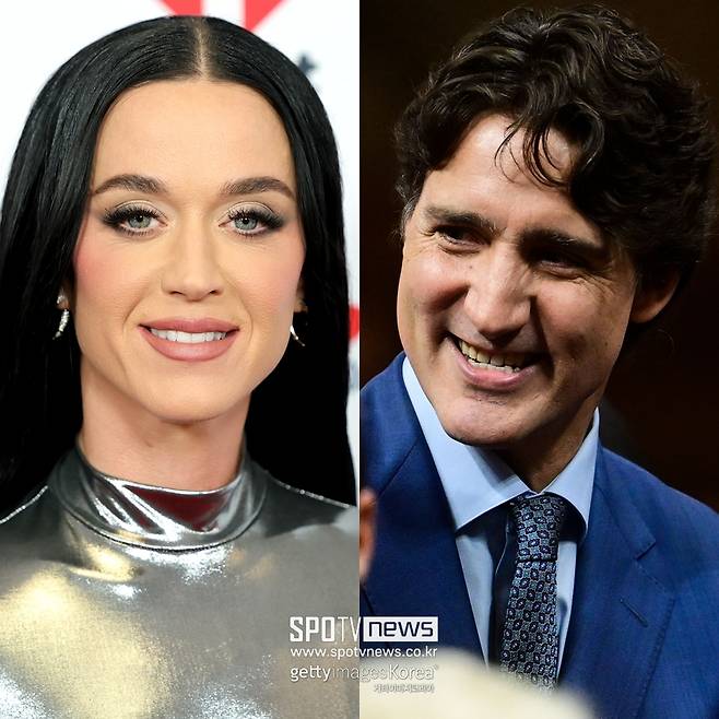 ▲ 케이티 페리(왼쪽)와 쥐스탱 트뤼도 ⓒ게티이미지