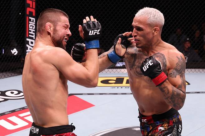올리베이라(오른쪽)와 감롯의 경기 장면. /사진=UFC 제공