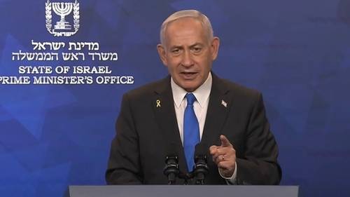 베냐민 네타냐후 이스라엘 총리 영상 성명 [타임스오브이스라엘 홈페이지 캡처. 재판매 및 DB 금지]