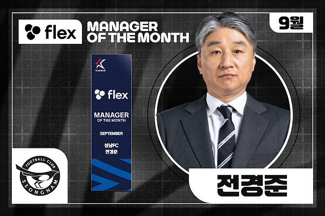 9월의 감독상을 받은 성남FC 전경준 감독. (한국프로축구연맹 제공)