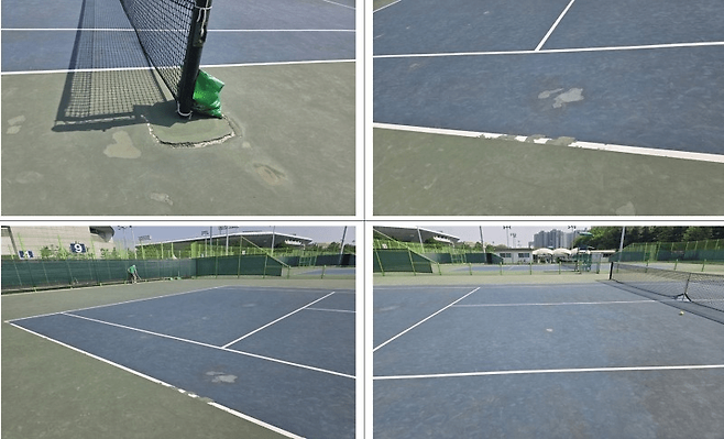 노후 시설에 대회 때마다 땜질 보수로 정상적인 코트와는 거리가 멀어진 올림픽공원 테니스경기장. 테니스코리아&nbsp;