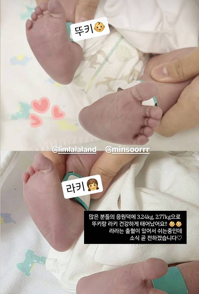 [서울=뉴시스] 손민수, 임라라 쌍둥이. (사진 = 소셜 미디어 캡처) 2025.10.14. photo@newsis.com *재판매 및 DB 금지