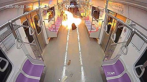 '지하철 5호선 방화 사건' '지하철 5호선 방화 사건' 현장 CCTV. 2025.6.25 [서울남부지검 제공]