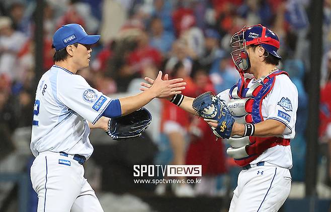 ▲ 왼쪽부터 김재윤 강민호 ⓒ곽혜미 기자