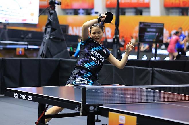 아시아탁구선수권에 출전한 김나영의 경기 장면 [대한탁구협회 제공. 재판매 및 DB 금지]