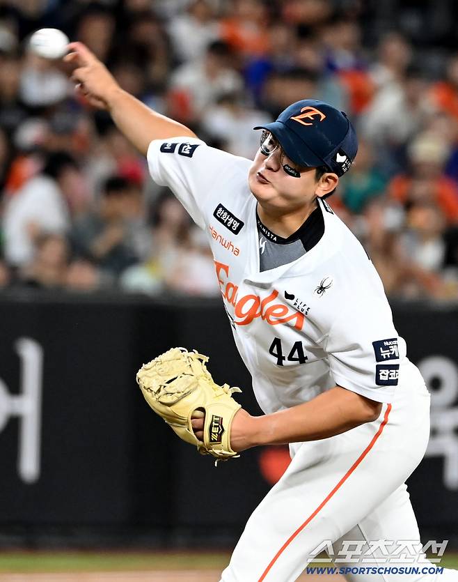 3일 대전 한화생명볼파크에서 열린 NC와 한화의 경기, 9회초 한화 김서현이 역투하고 있다.  대전=허상욱 기자wook@sportschosun.com/2025.09.03/