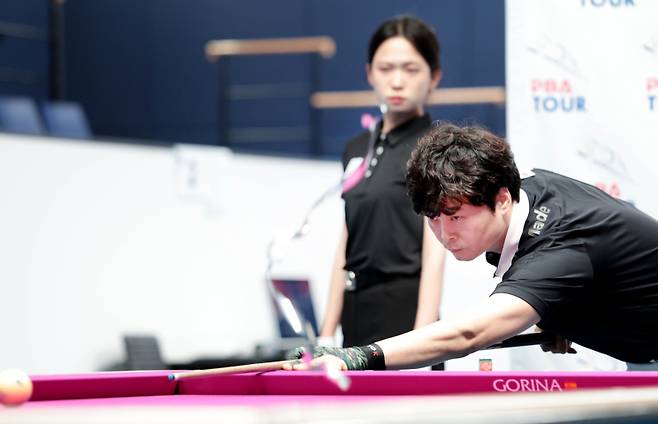 프로당구 2부 리그인 드림투어 시즌 2차전 정상에 오른 김태융. PBA 제공