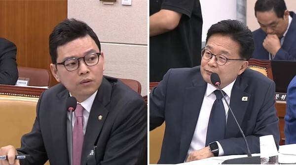 ▲박정훈 국민의힘 의원과 김우영 더불어민주당 의원. 사진=국회방송 유튜브 중계 갈무리