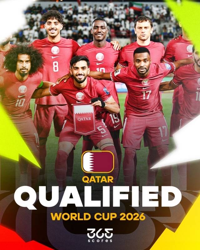 카타르가 2회 연속 월드컵 진출을 확정 지었다. 사진=365 스코어 SNS