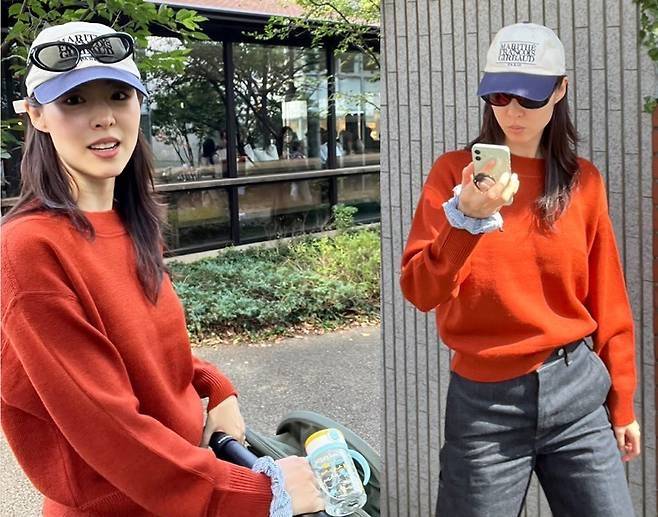 이연희가 유모차를 밀며 여유로운 일상을 즐기는 모습으로 눈길을 끌었다.사진=이연희 SNS