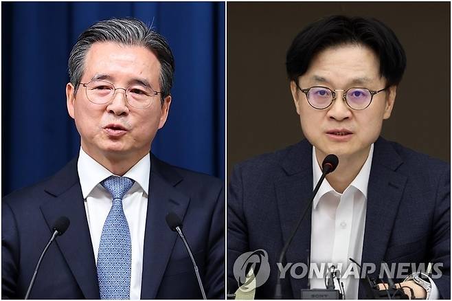 김용범 대통령실 정책실장(왼쪽)과 김정관 산업통상부 장관 [연합뉴스 자료사진]