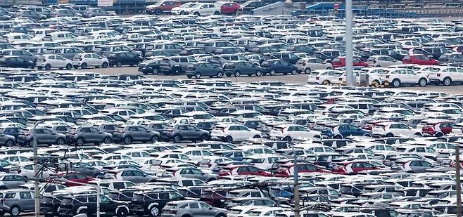 ▲ 평택항에 수출용 자동차들에 세워져 있는 모습. /전광현 기자 maggie@incheonilbo.com