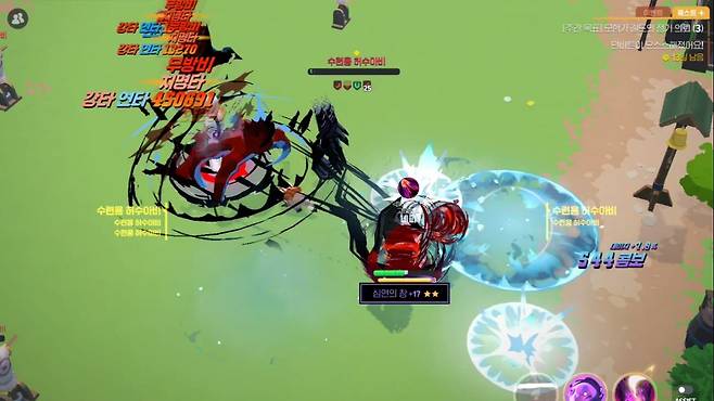 - 심연 룬을 적용해 심연의 창을 날리는 모습 "장비 수준이 낮아 만 단위 대미지가 나오는데 심연의 창은 십만 단위 대미지가 나온다. 장비 수준이 높아졌을 때가 기대되는 스킬"