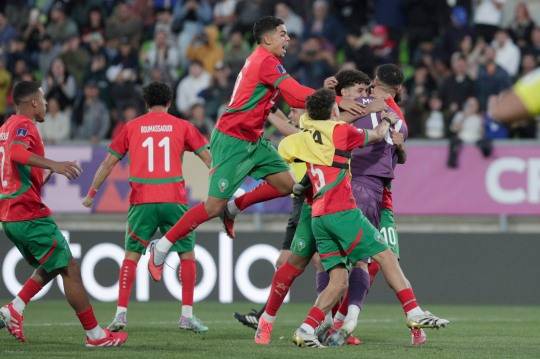 결승 진출에 기뻐하는 모로코 선수들. 사진[EPA=연합뉴스]