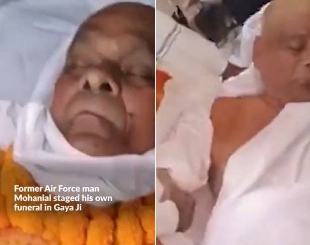 인도에서 한 남성이 살아있는 상태에서 자신의 장례식을 열고 화장 직전 깨어나면서 마을 사람들을 경악케 했다. X 영상 캡처