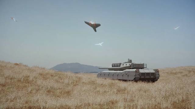 파블로항공의 자폭 드론 S10s가 목표물인 전차를 타격하는 군사 작전 시뮬레이션 모습. 사진 제공=파블로항공
