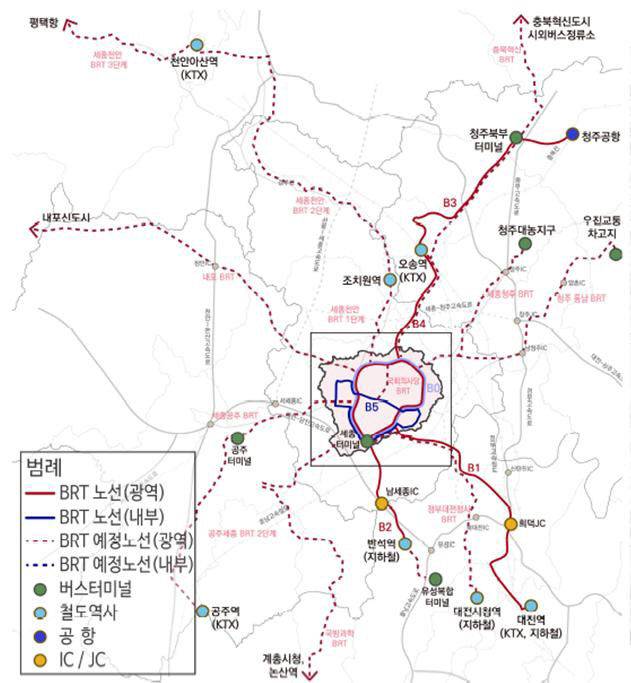 행복도시권 광역 BRT 노선 계획(안) /행복청 제공