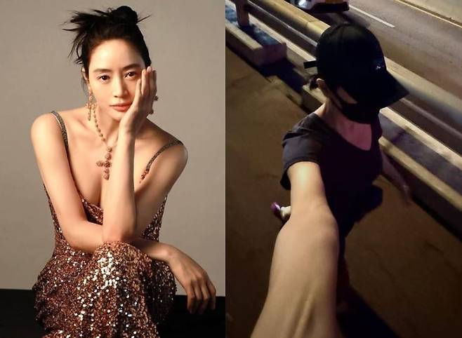 김혜수가 밤에 러닝을 하고 있다. 사진=김혜수 인스타그램