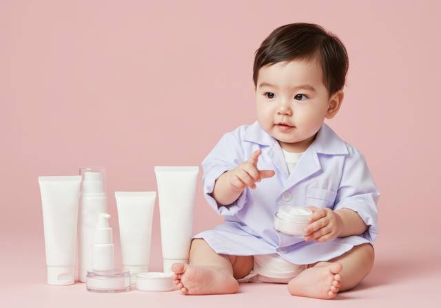 AI 아기와 화장품. 아이클릭아트