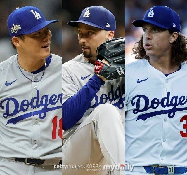 LA 다저스 야마모토 요시노부, 블레이크 스넬, 타일러 글래스노우./게티이미지코리아