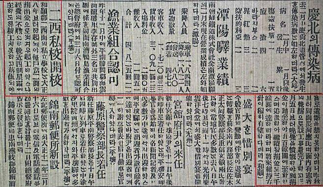 이서 사립학교 개교 소식을 전하는 기사(매일신보 1923.3.13.)