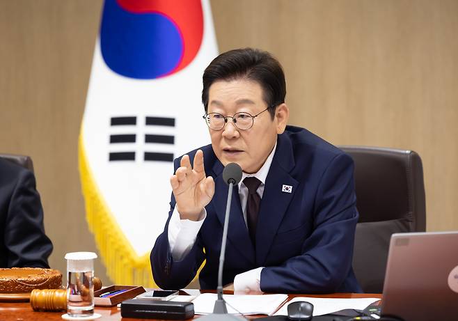 이재명 대통령이 지난 14일 서울 용산 대통령실 청사에서 열린 국무회의에서 발언하고 있다./대통령실 제공
