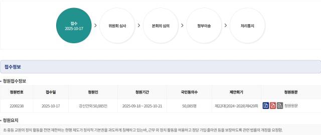 국회전자청원에서 5만건을 넘긴 교원의 정치기본권 보장 법률안 개정건
