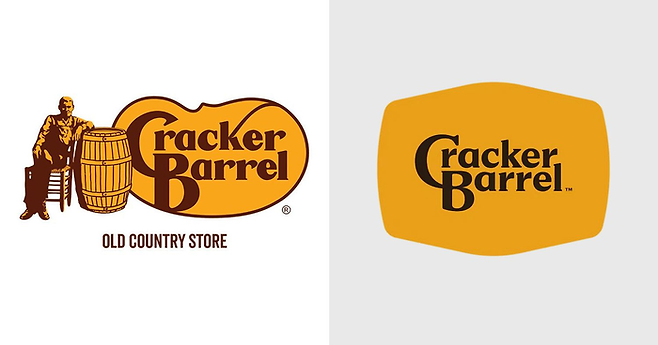 크래커배럴의 원래 로고와 바뀐 로고