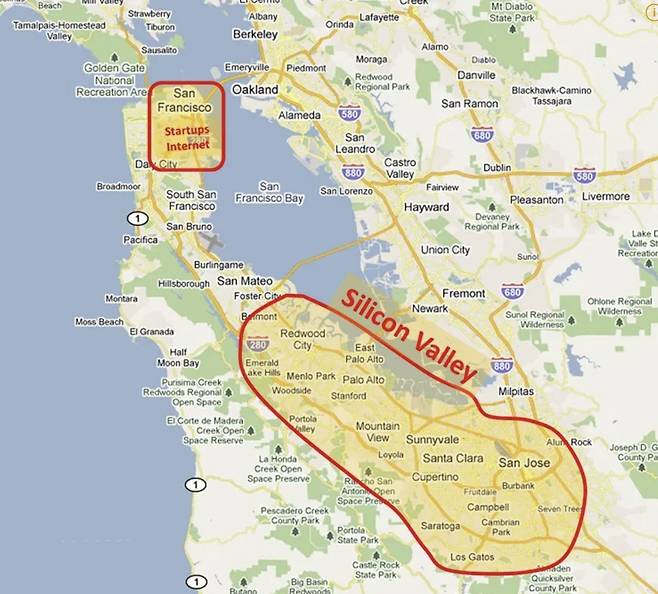 실리콘밸리 지도/사진=나무위키