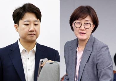 이준석 개혁신당 대표(왼쪽사진)와 김현지 대통령실 제1부속실장. 연합뉴스