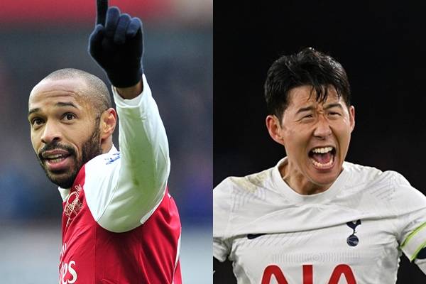 티에리 앙리(왼쪽)와 손흥민. /AFPBBNews=뉴스1