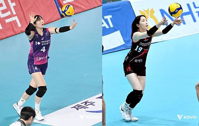 흥국생명의 세터 서채현(왼쪽)과 정관장의 세터 최서현 [한국배구연맹 제공. 재판매 및 DB 금지]