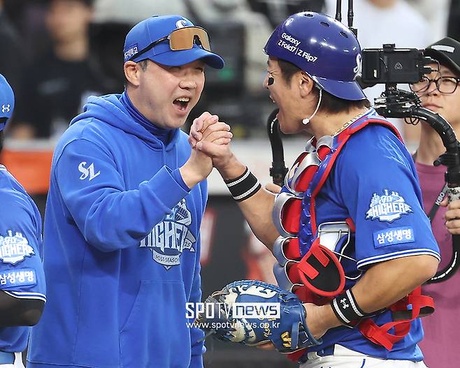 ▲ 박진만 감독 강민호 ⓒ곽혜미 기자