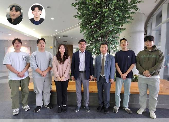 (왼쪽부터) 박서학 박사과정, 안재완 박사, 전도경 박사과정, 최성율 교수, 김일두 교수, 박충성 박사, 신의철 박사과정, (상단 왼쪽부터) 신하민 박사, 최준회 박사. KAIST 제공