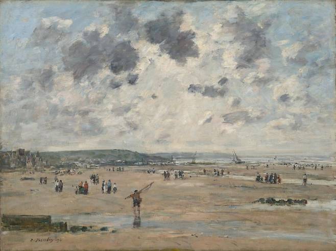 부댕이 시간과 날씨에 따라 변화하는 풍경을 포착한 트루빌 해변 연작 중 ‘썰물의 트루빌’(1894). 이 실험 정신은 모네에게도 이어졌다. /호주 빅토리아 국립미술관