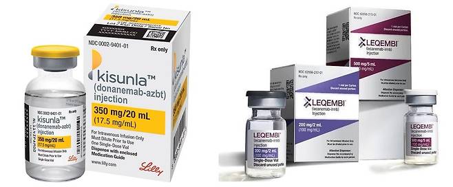 미국 일라이 릴리가 내놓은 '도나네맙(키순라·왼쪽)'과, 미국 바이오젠·일본 에자이가 내놓은 '레켐비(오른쪽)'./일라이 릴리, 에자이