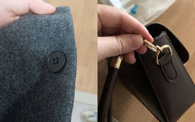 'DAZY 여성 우아한 수트 세트'라는 이름의 투피스 제품과 가방 제품은 다소 아쉬움이 컸다. ⓒ데일리안 남가희 기자