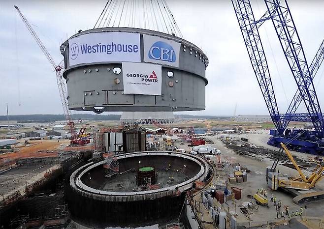 미국 웨스팅하우스가 지난 2014년 미국 조지아주 웨인스버러 인근에 건설 중인 신규 원자력 발전소 전경. 웨스팅하우스 누리집